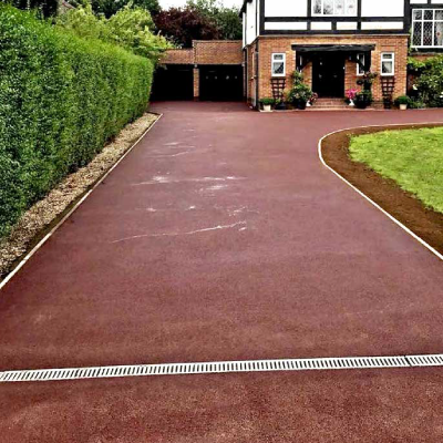 red tarmac driveway